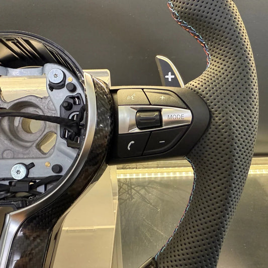 Carbon Fiber Sports Steering Wheel for BMW F10 F20 F30 E46 E90 135i 430i — Complete Assembly